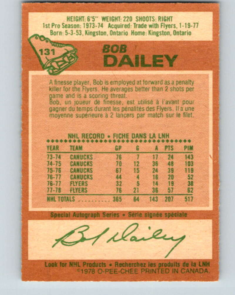 1978-79 O-Pee-Chee #131 Bob Dailey  Philadelphia Flyers  V22749