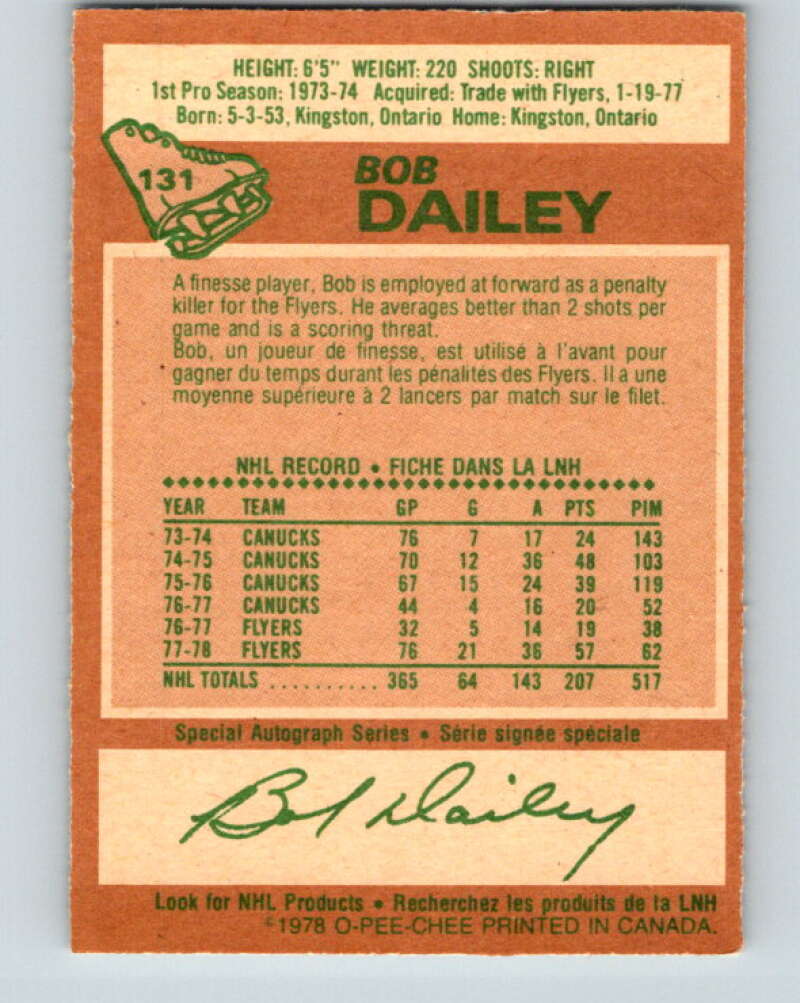 1978-79 O-Pee-Chee #131 Bob Dailey  Philadelphia Flyers  V22750