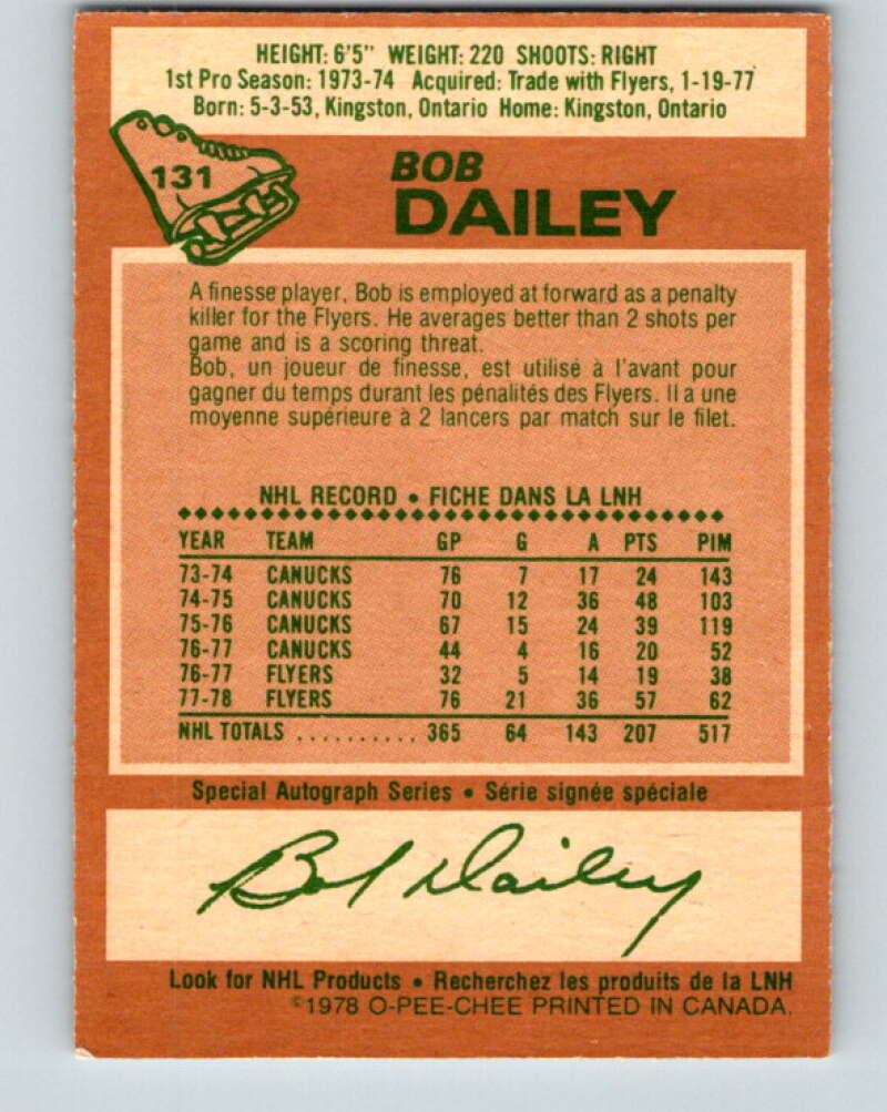 1978-79 O-Pee-Chee #131 Bob Dailey  Philadelphia Flyers  V22751