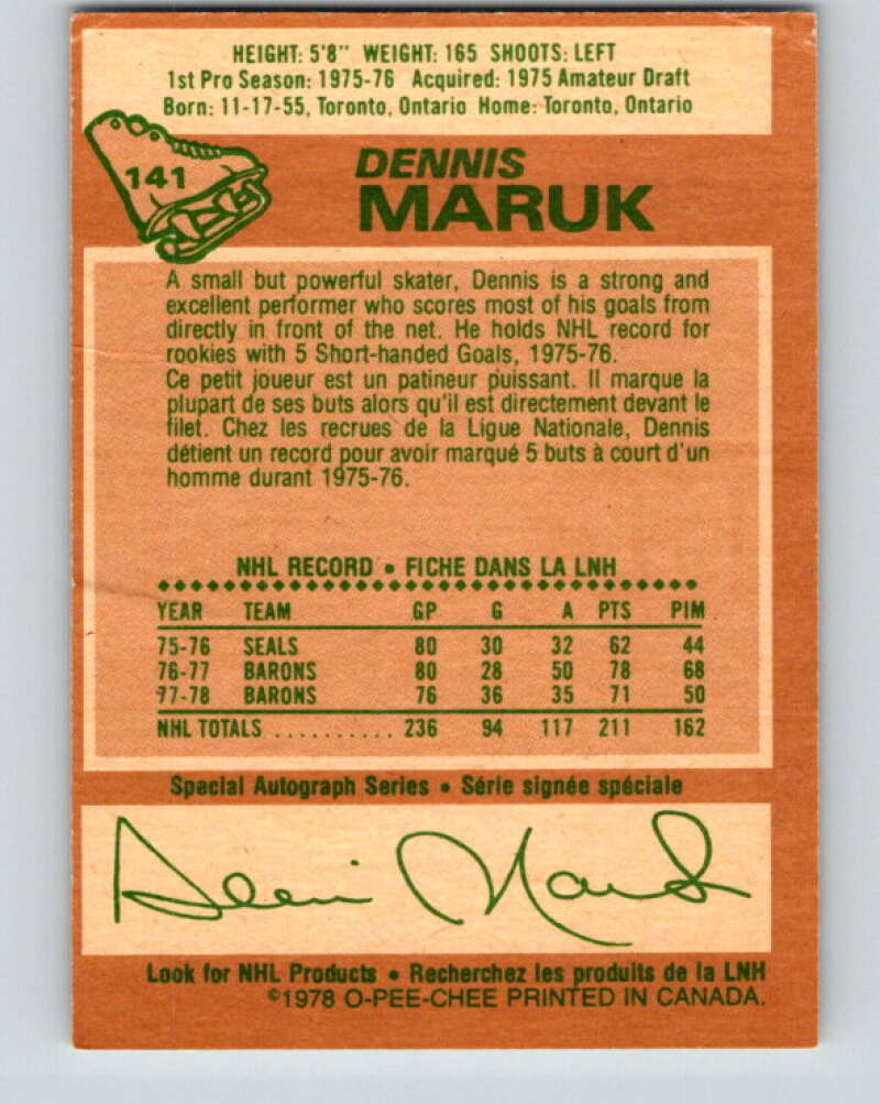 1978-79 O-Pee-Chee #141 Dennis Maruk  Washington Capitals  V22903