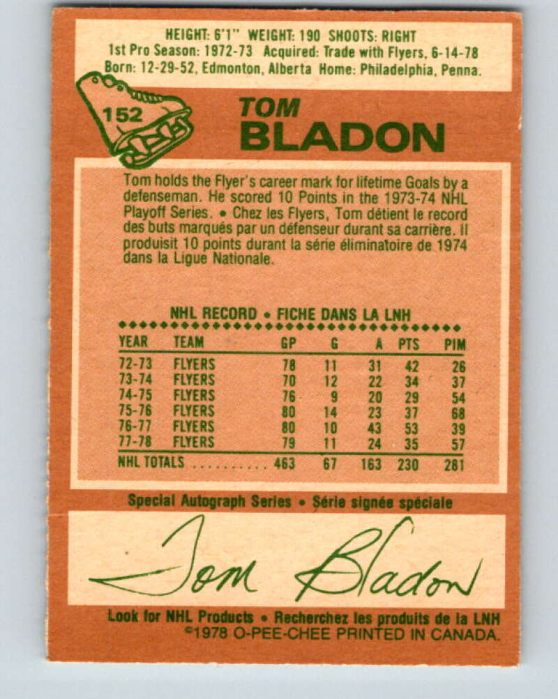 1978-79 O-Pee-Chee #152 Tom Bladon  Pittsburgh Penguins  V23040
