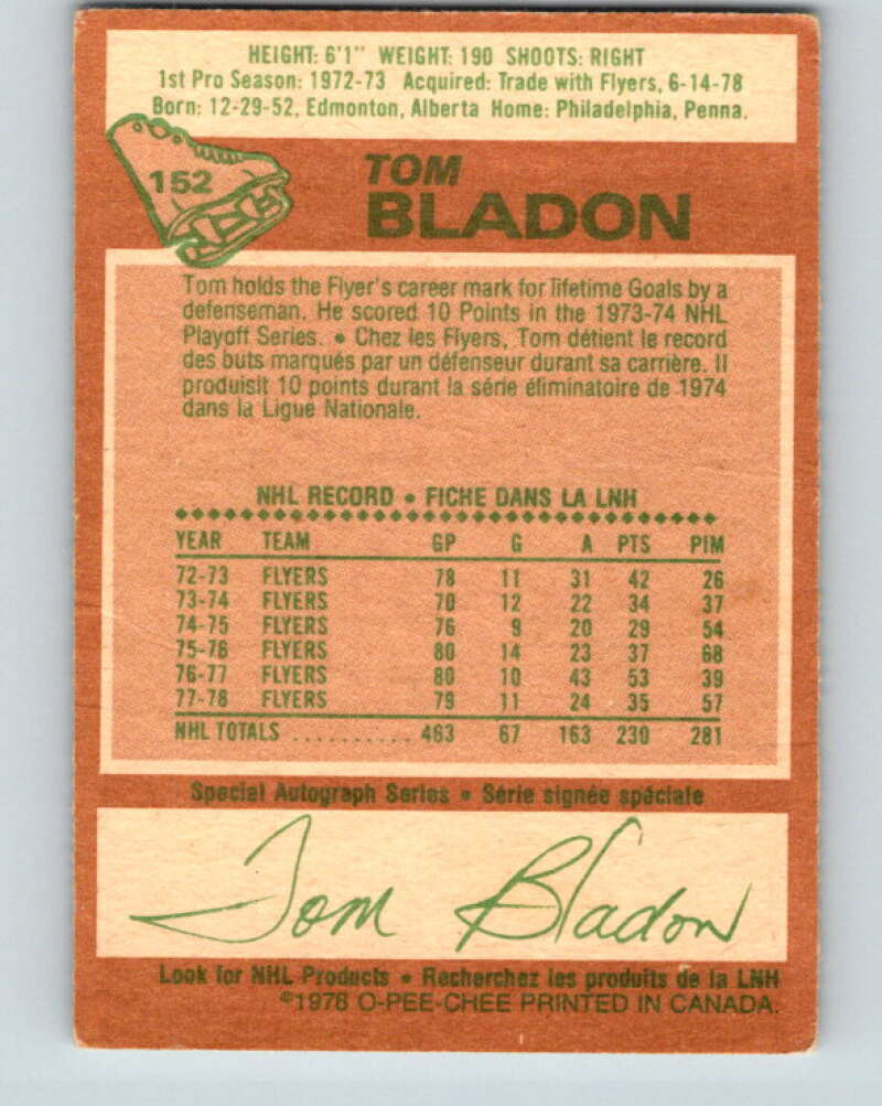 1978-79 O-Pee-Chee #152 Tom Bladon  Pittsburgh Penguins  V23041