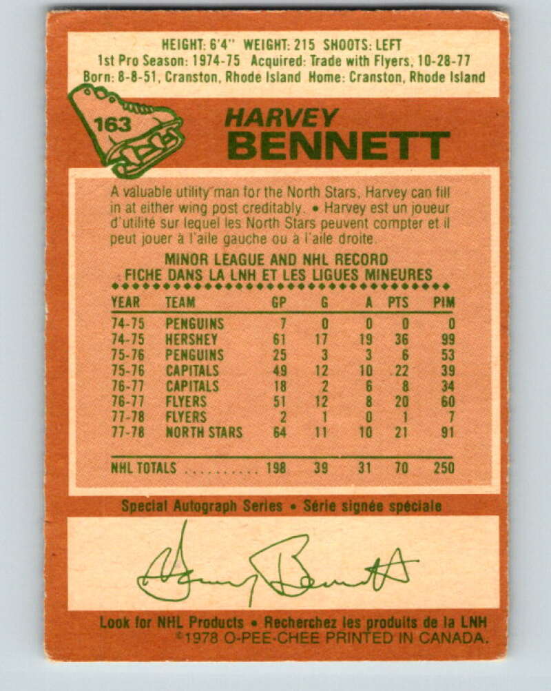 1978-79 O-Pee-Chee #163 Harvey Bennett  St. Louis Blues  V23164