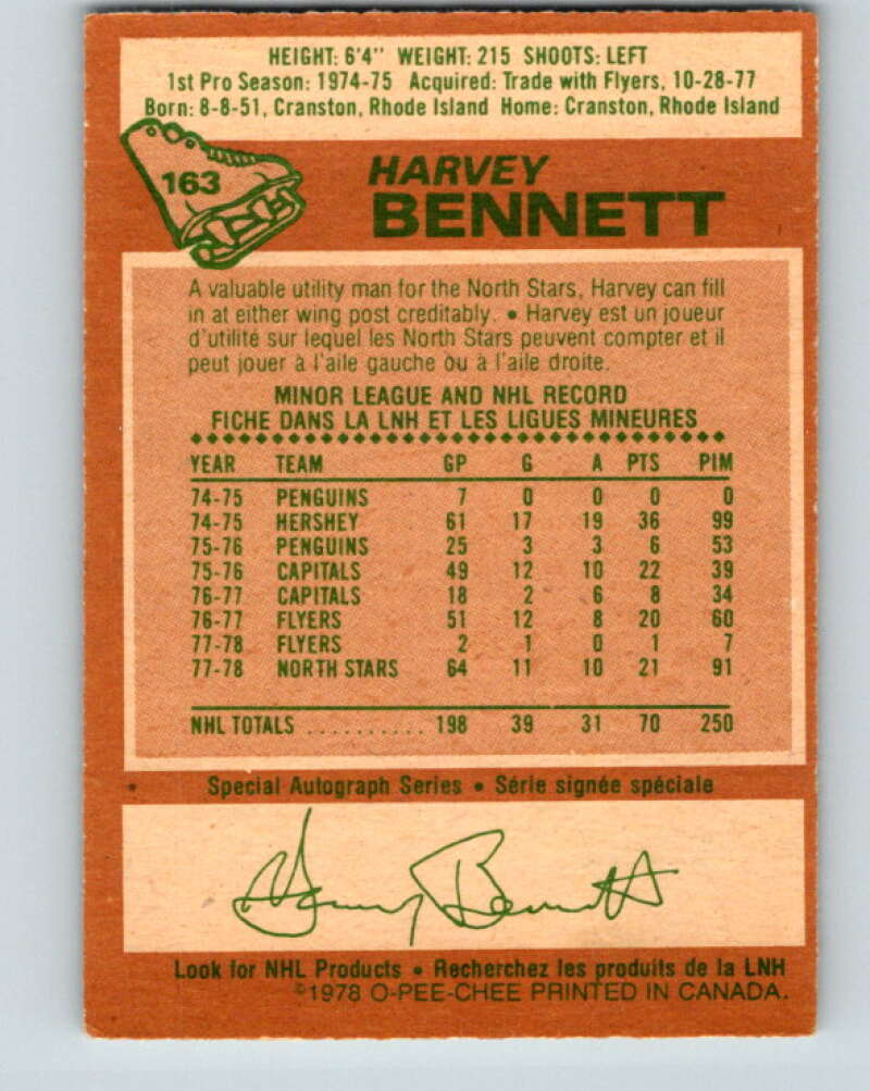 1978-79 O-Pee-Chee #163 Harvey Bennett  St. Louis Blues  V23165