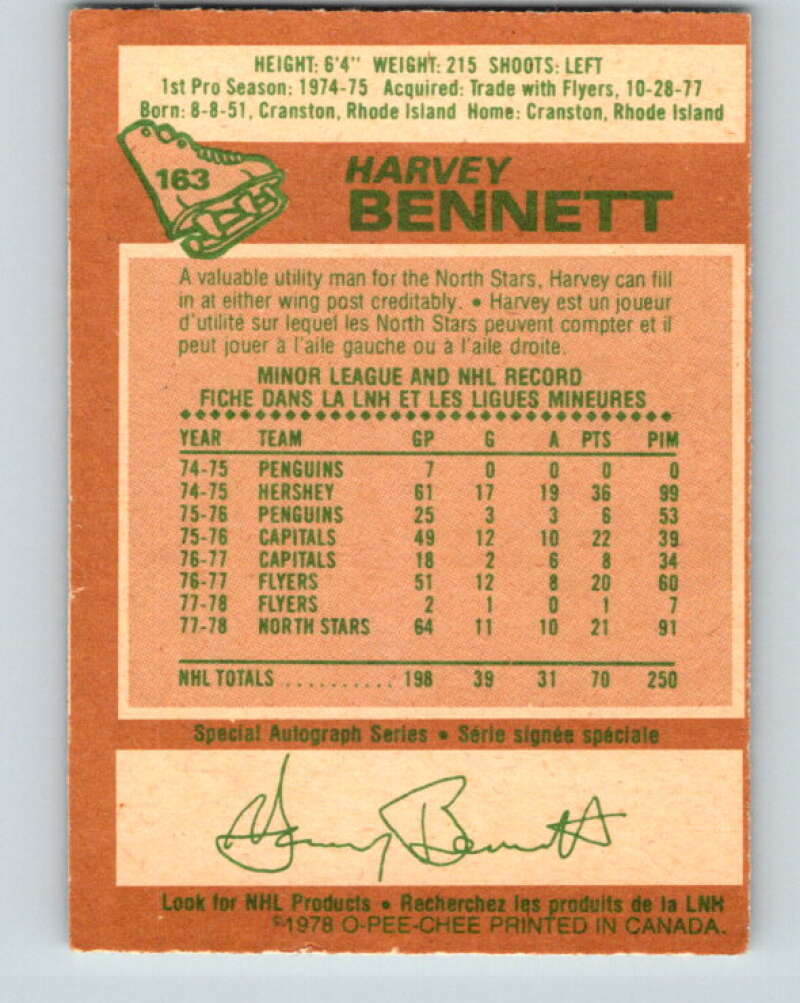 1978-79 O-Pee-Chee #163 Harvey Bennett  St. Louis Blues  V23166