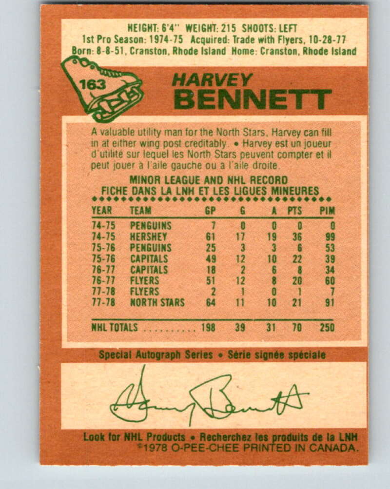 1978-79 O-Pee-Chee #163 Harvey Bennett  St. Louis Blues  V23168