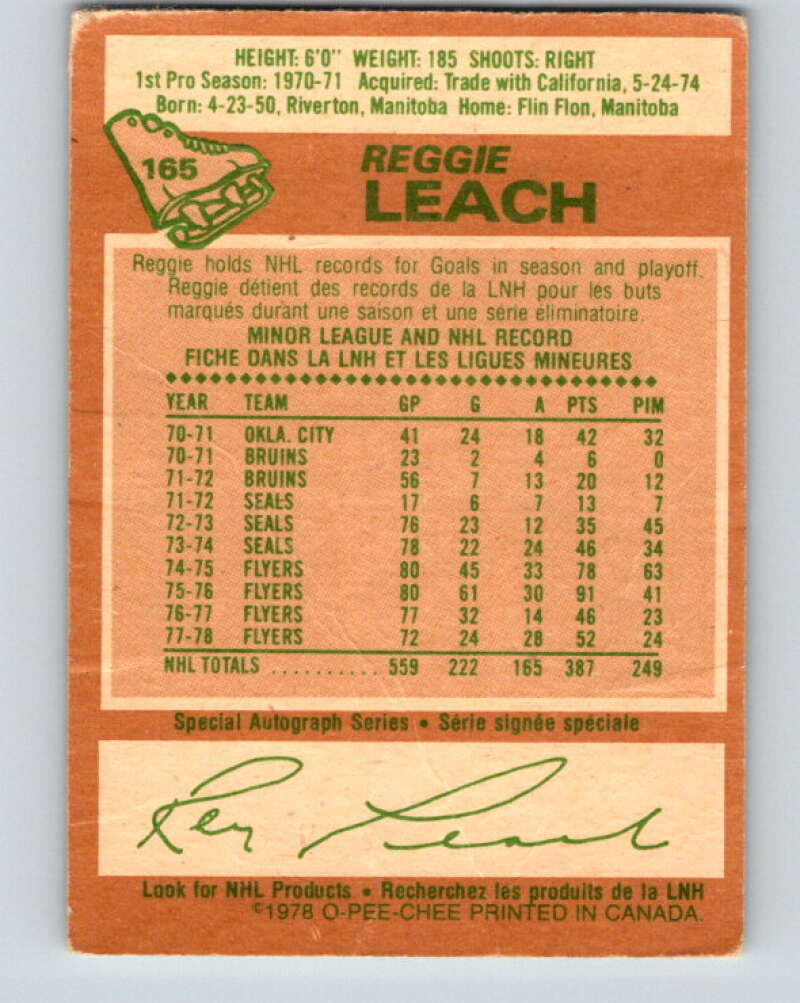1978-79 O-Pee-Chee #165 Reggie Leach  Philadelphia Flyers  V23183