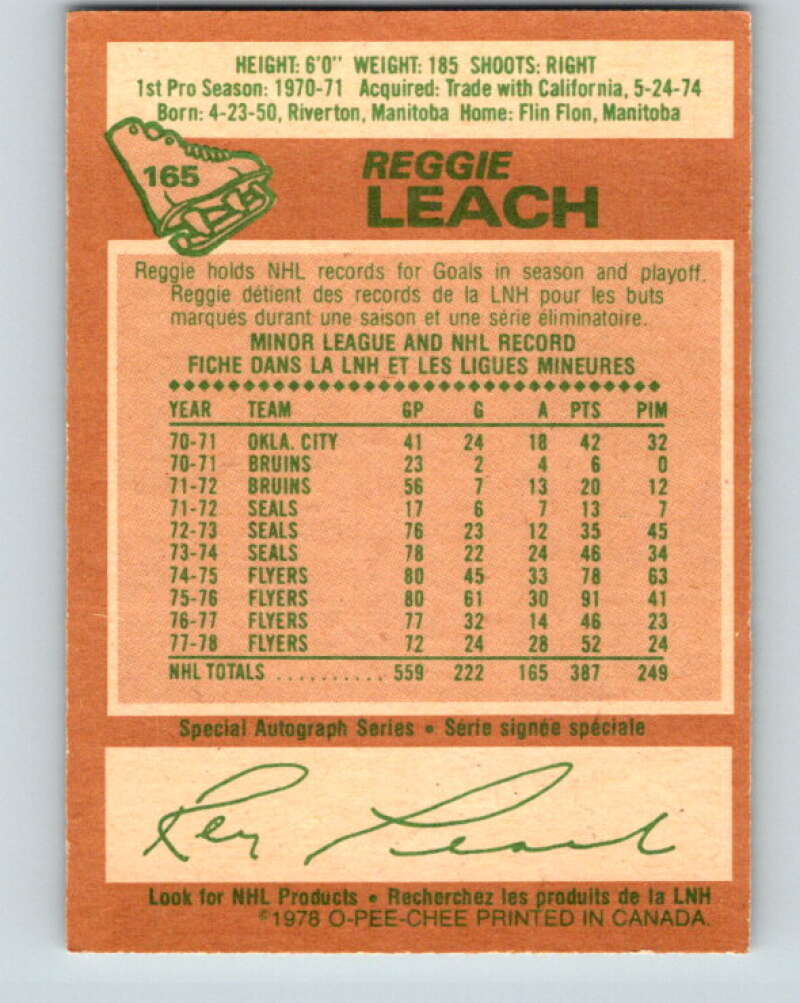 1978-79 O-Pee-Chee #165 Reggie Leach  Philadelphia Flyers  V23186