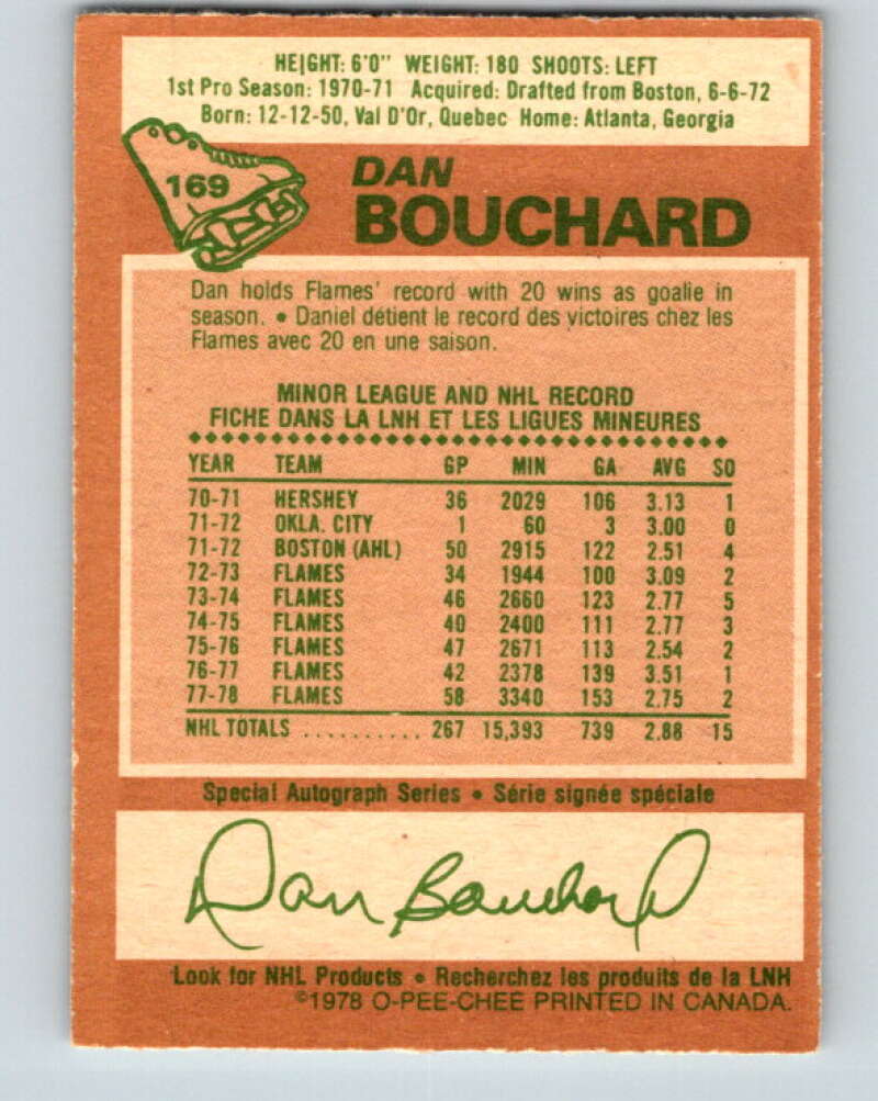 1978-79 O-Pee-Chee #169 Dan Bouchard  Atlanta Flames  V23242
