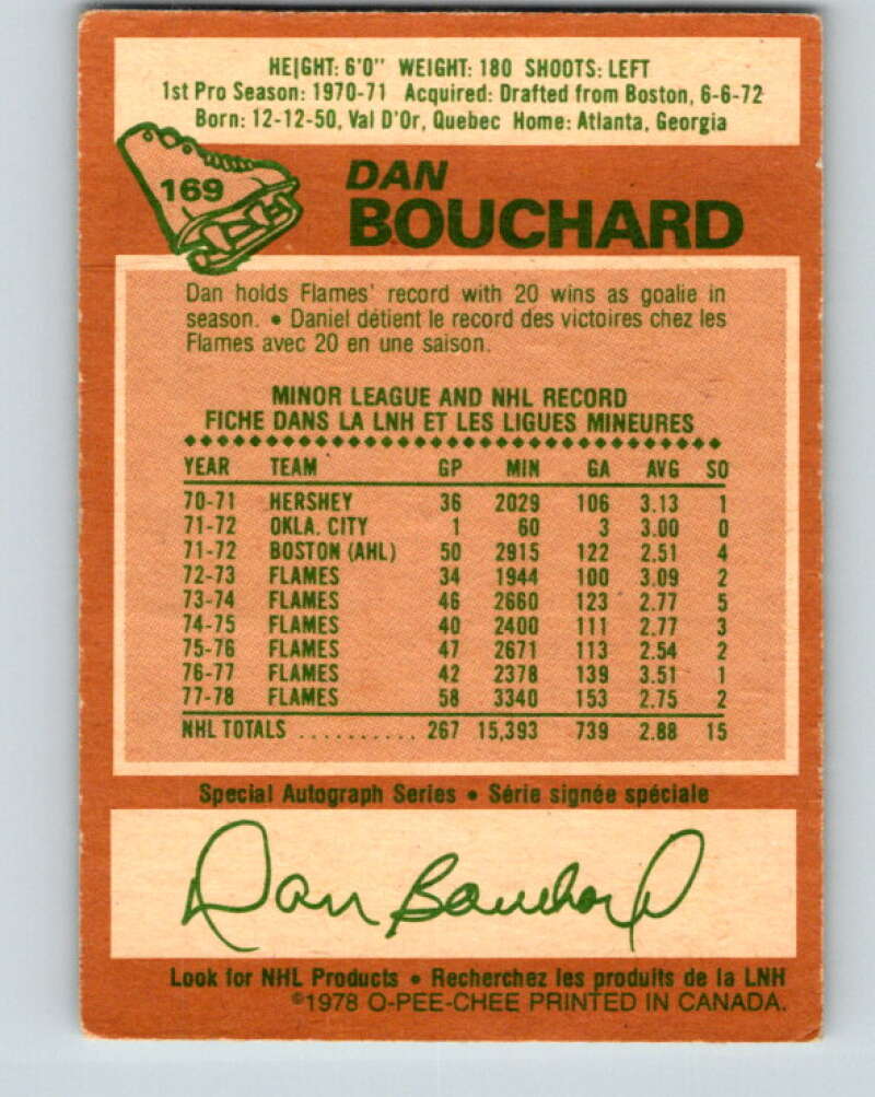 1978-79 O-Pee-Chee #169 Dan Bouchard  Atlanta Flames  V23243