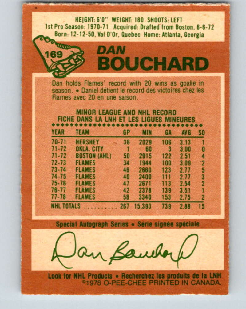 1978-79 O-Pee-Chee #169 Dan Bouchard  Atlanta Flames  V23249