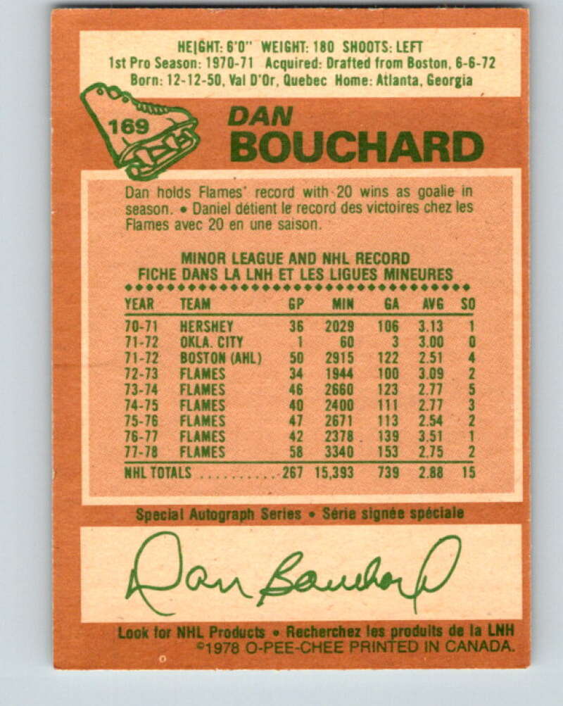 1978-79 O-Pee-Chee #169 Dan Bouchard  Atlanta Flames  V23257