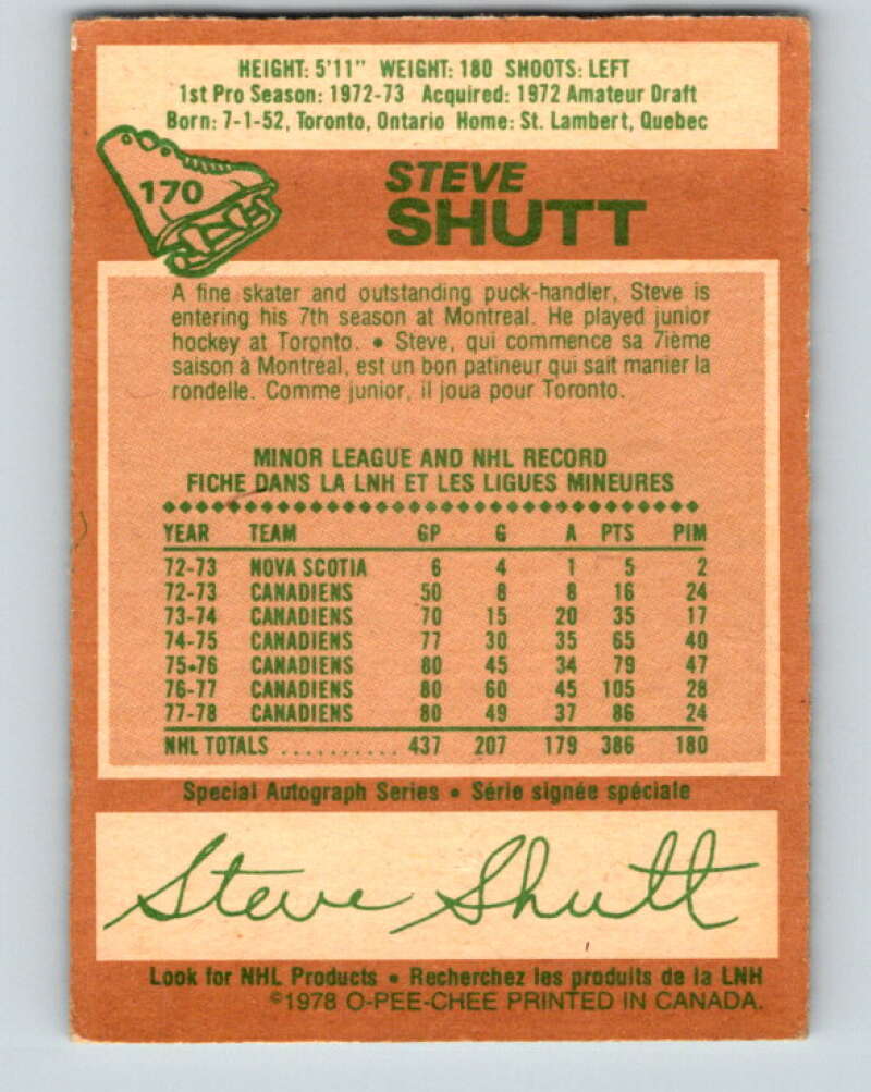 1978-79 O-Pee-Chee #170 Steve Shutt AS  Montreal Canadiens  V23260