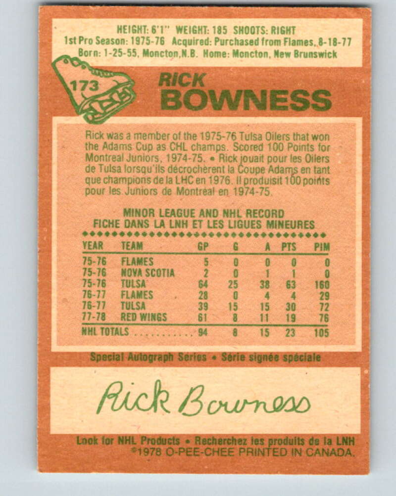 1978-79 O-Pee-Chee #173 Rick Bowness St. Louis Blues  V23300
