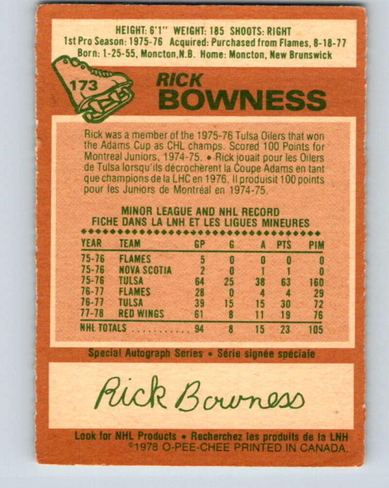 1978-79 O-Pee-Chee #173 Rick Bowness St. Louis Blues  V23301