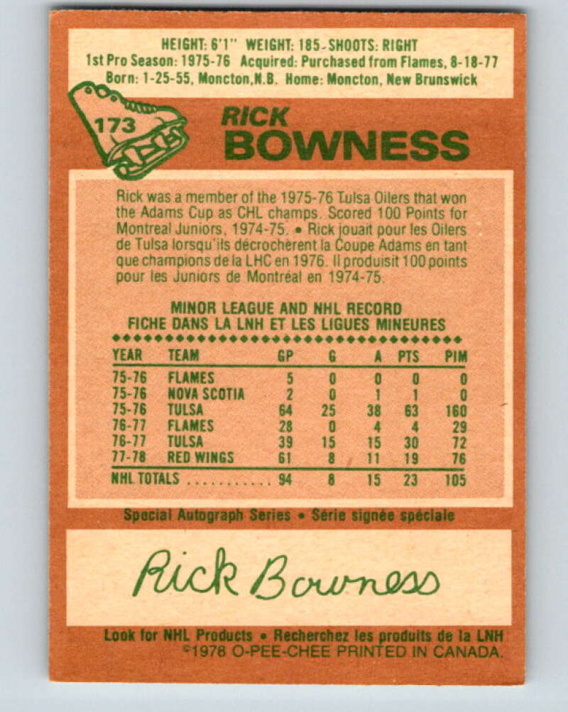 1978-79 O-Pee-Chee #173 Rick Bowness St. Louis Blues  V23302