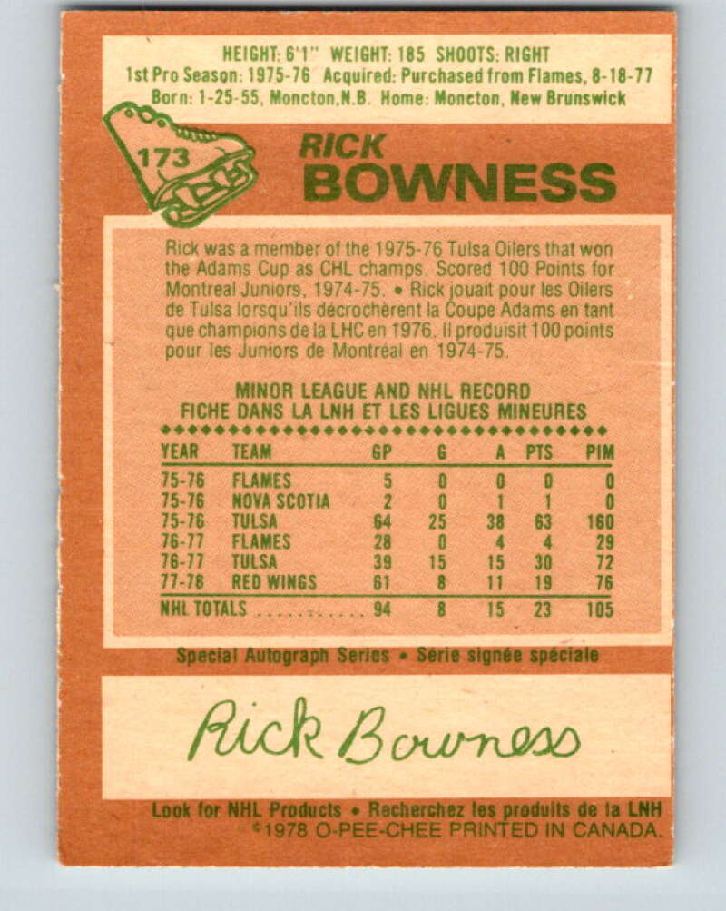 1978-79 O-Pee-Chee #173 Rick Bowness St. Louis Blues  V23307
