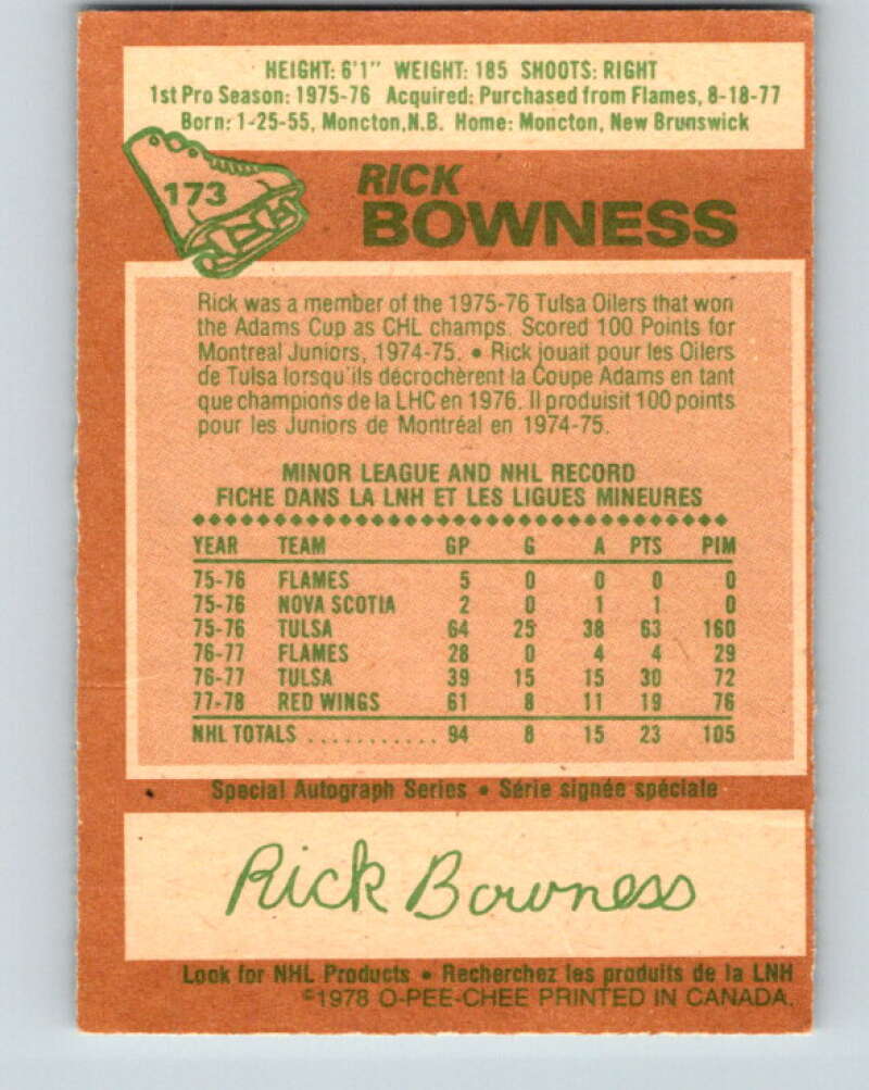 1978-79 O-Pee-Chee #173 Rick Bowness St. Louis Blues  V23315