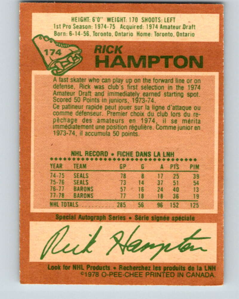 1978-79 O-Pee-Chee #174 Rick Hampton  Los Angeles Kings  V23317