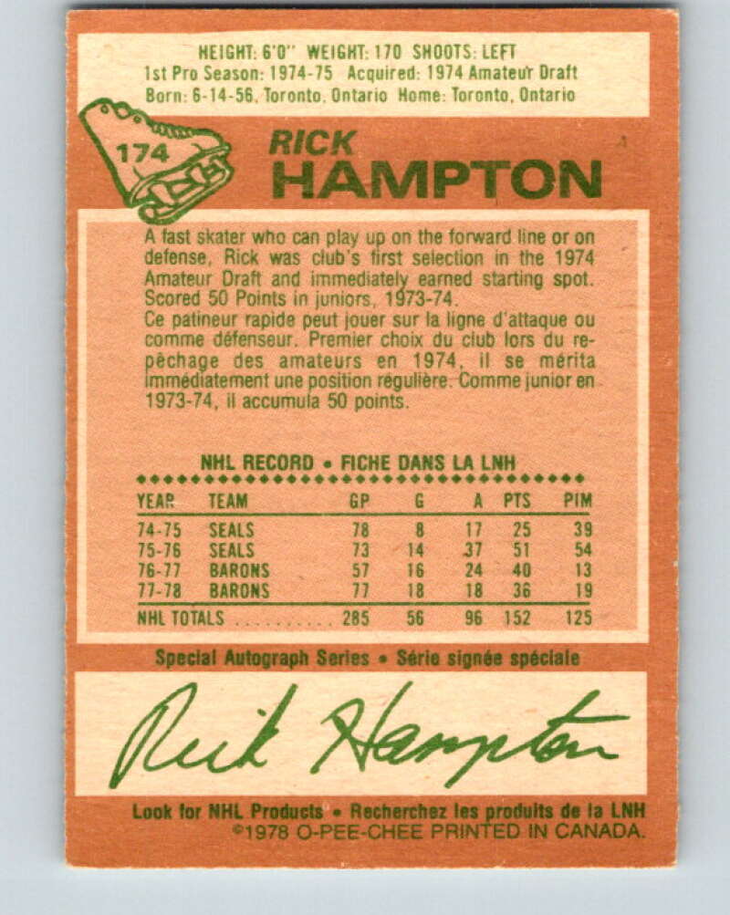 1978-79 O-Pee-Chee #174 Rick Hampton  Los Angeles Kings  V23319