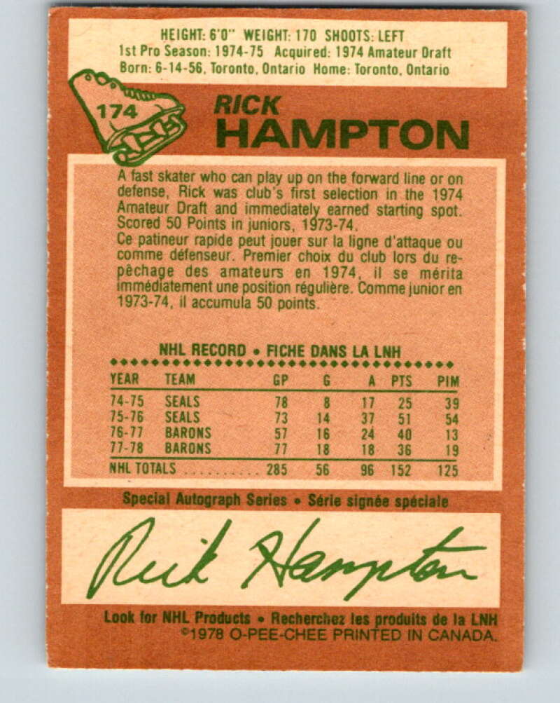 1978-79 O-Pee-Chee #174 Rick Hampton  Los Angeles Kings  V23325