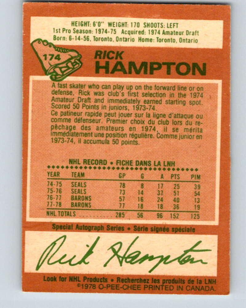 1978-79 O-Pee-Chee #174 Rick Hampton  Los Angeles Kings  V23327