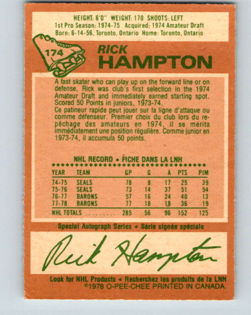 1978-79 O-Pee-Chee #174 Rick Hampton  Los Angeles Kings  V23329