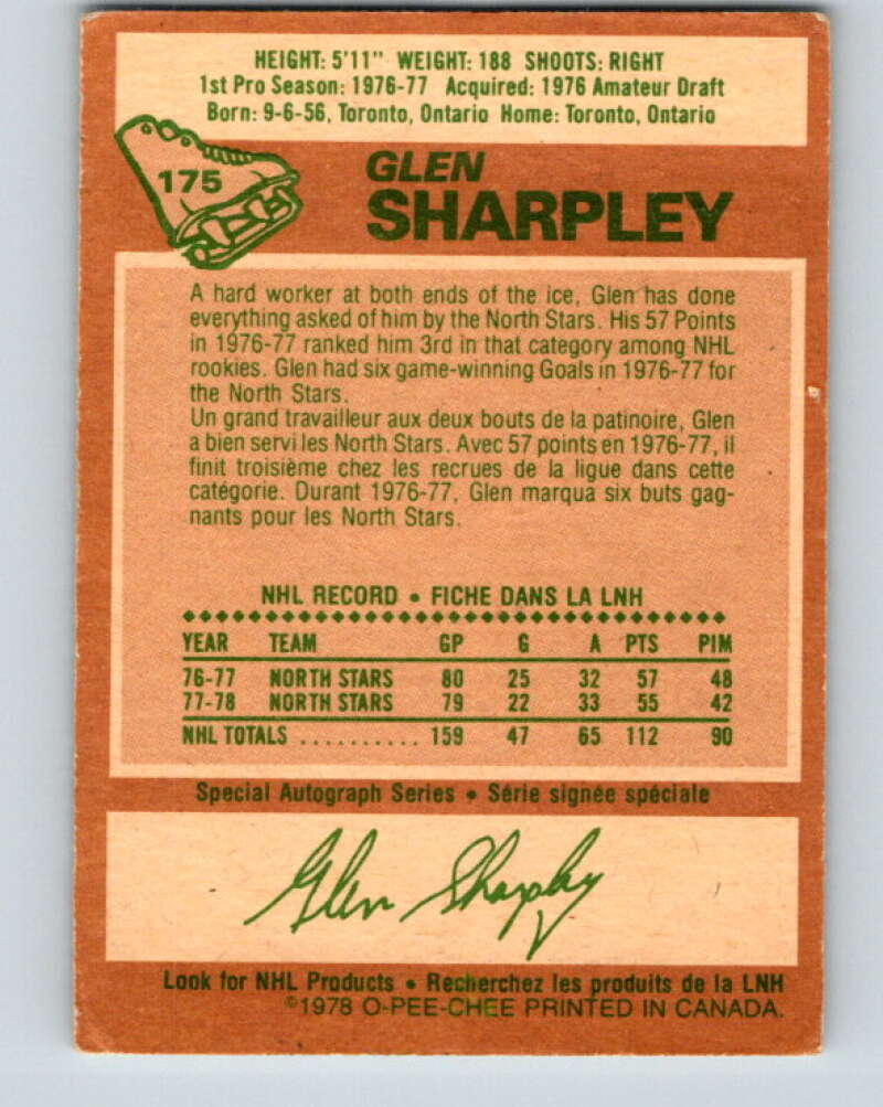 1978-79 O-Pee-Chee #175 Glen Sharpley North Stars  V23335