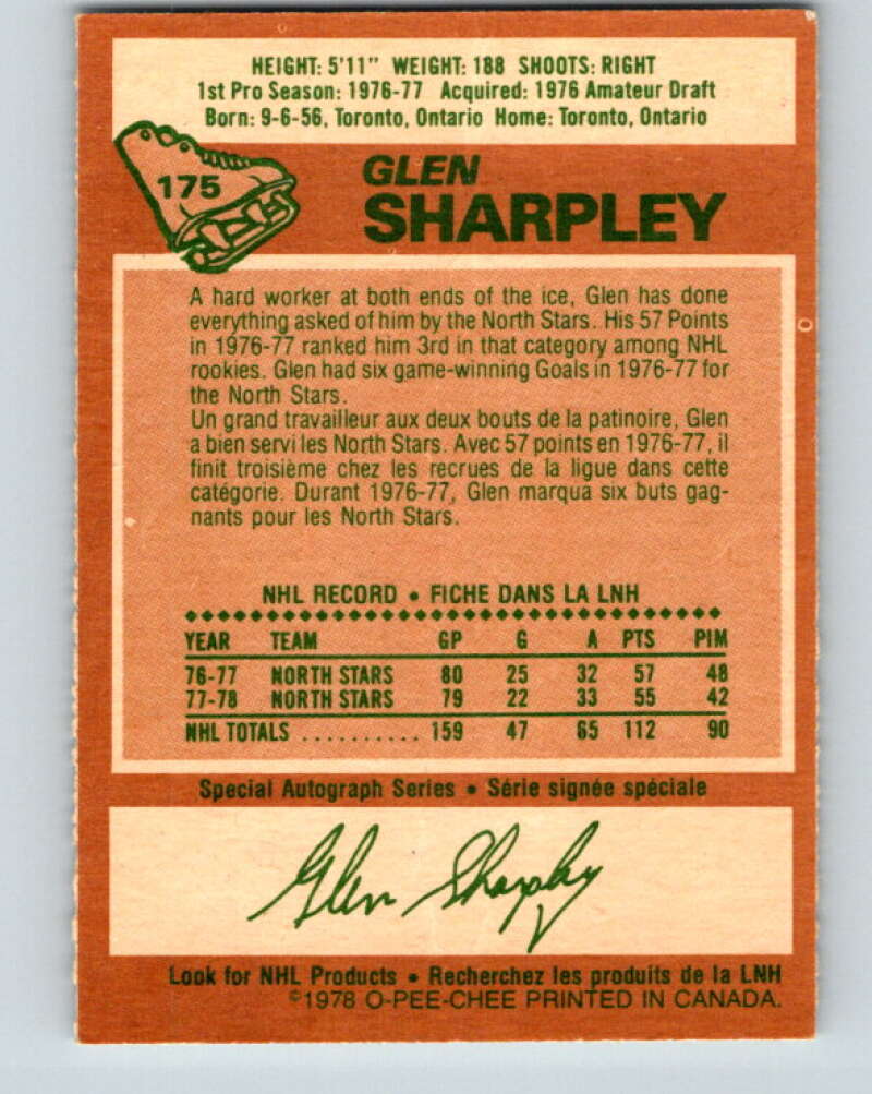 1978-79 O-Pee-Chee #175 Glen Sharpley North Stars  V23338