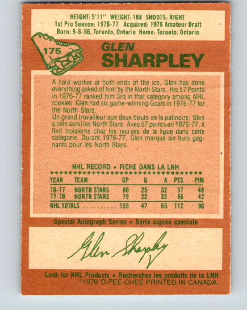 1978-79 O-Pee-Chee #175 Glen Sharpley North Stars  V23342