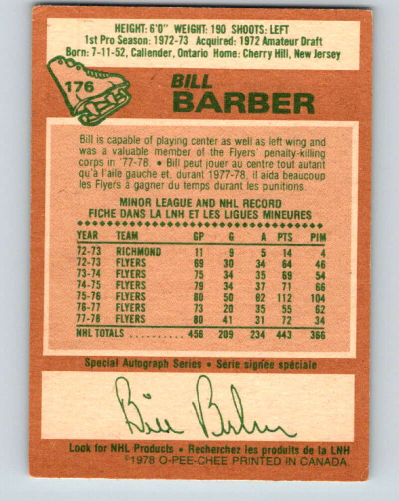1978-79 O-Pee-Chee #176 Bill Barber  Philadelphia Flyers  V23364