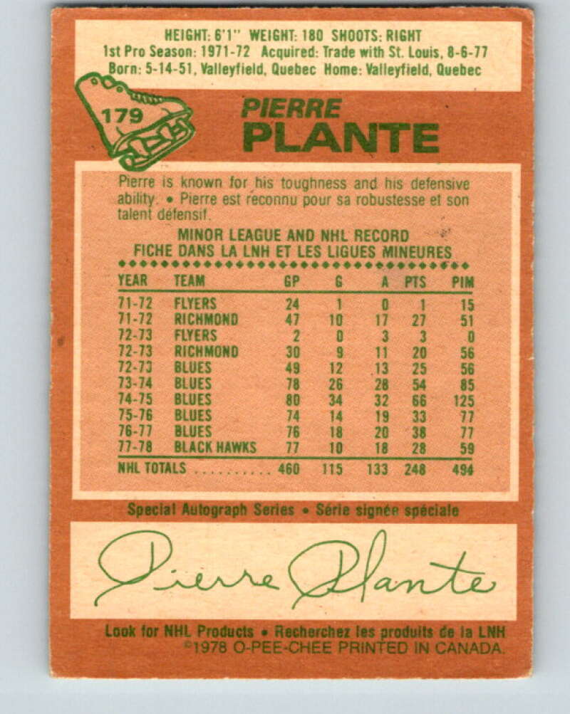 1978-79 O-Pee-Chee #179 Pierre Plante  New York Rangers  V23408