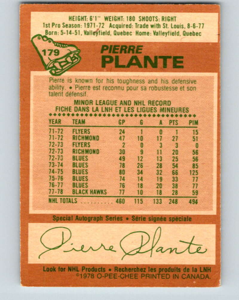 1978-79 O-Pee-Chee #179 Pierre Plante  New York Rangers  V23417