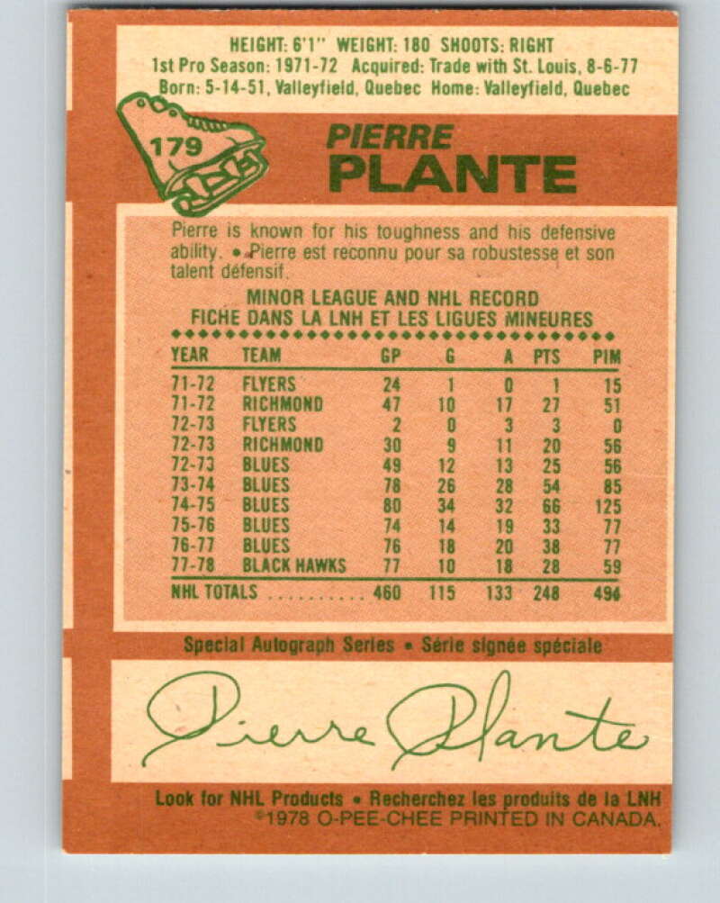 1978-79 O-Pee-Chee #179 Pierre Plante  New York Rangers  V23425