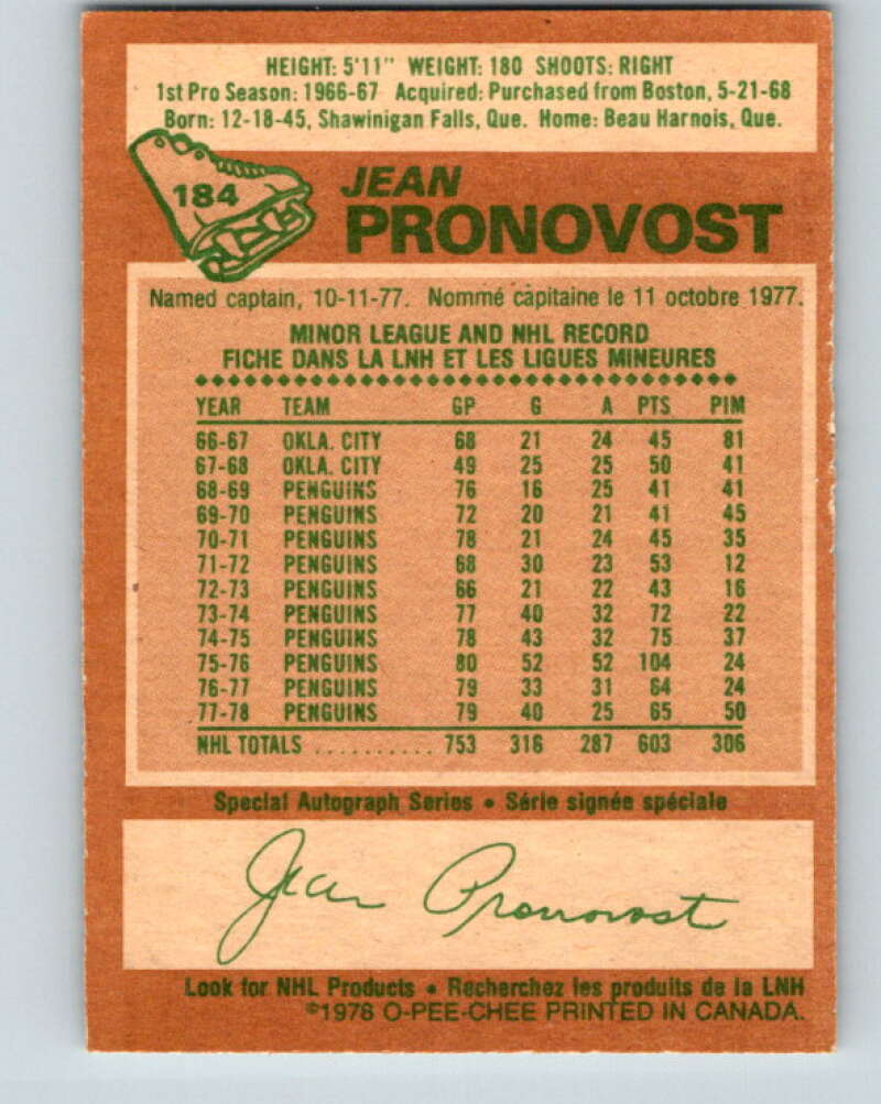 1978-79 O-Pee-Chee #184 Jean Pronovost  Atlanta Flames  V23492