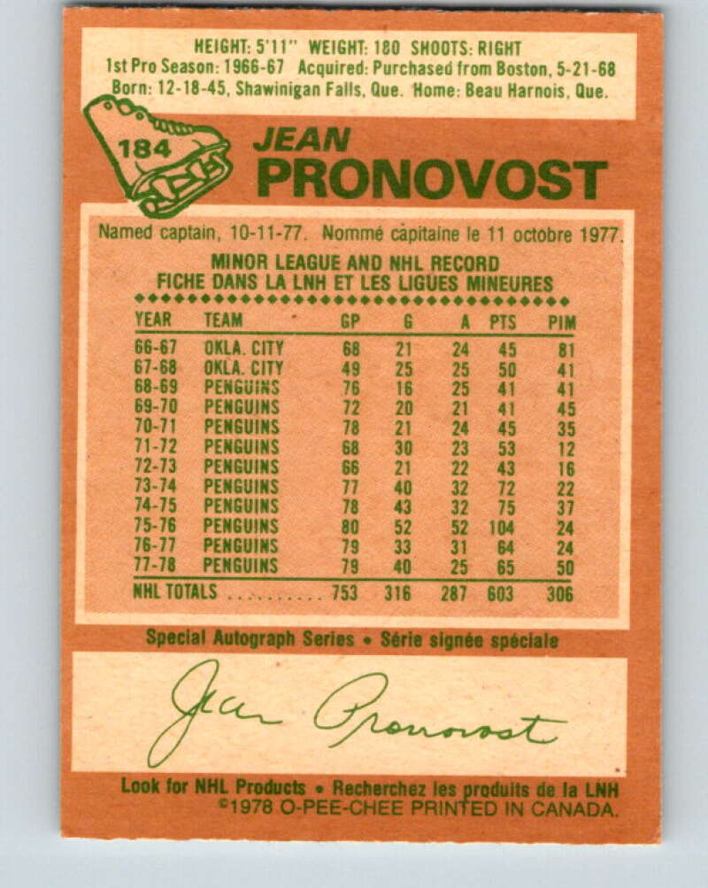 1978-79 O-Pee-Chee #184 Jean Pronovost  Atlanta Flames  V23497
