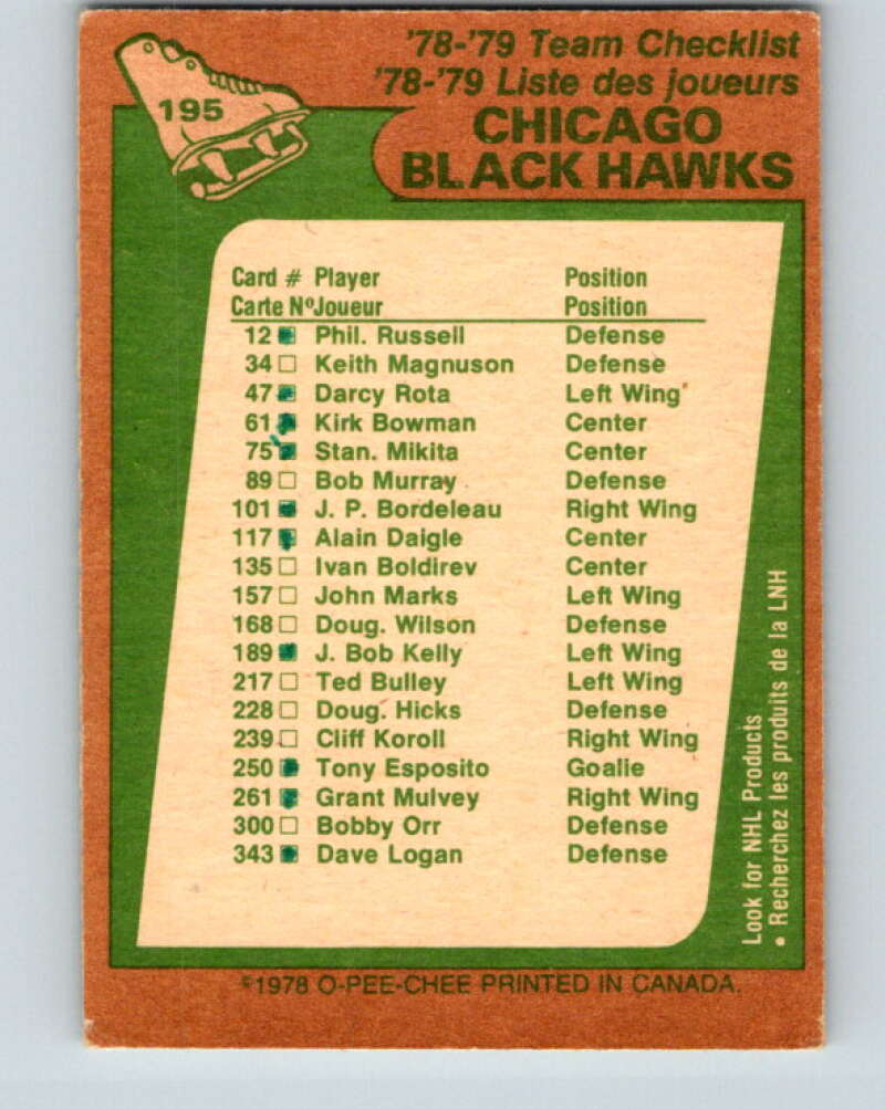 1978-79 O-Pee-Chee #195 Chicago Blackhawks TC   V23640