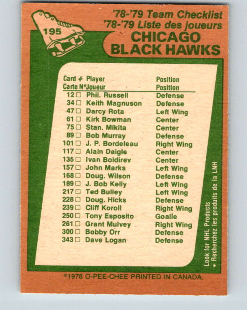 1978-79 O-Pee-Chee #195 Chicago Blackhawks TC   V23648