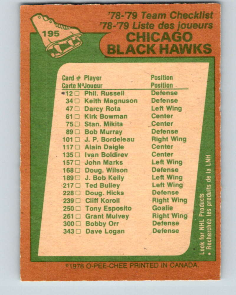 1978-79 O-Pee-Chee #195 Chicago Blackhawks TC   V23649