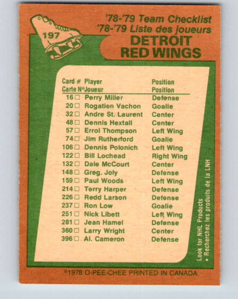 1978-79 O-Pee-Chee #197 Detroit Red Wings TC   V23680