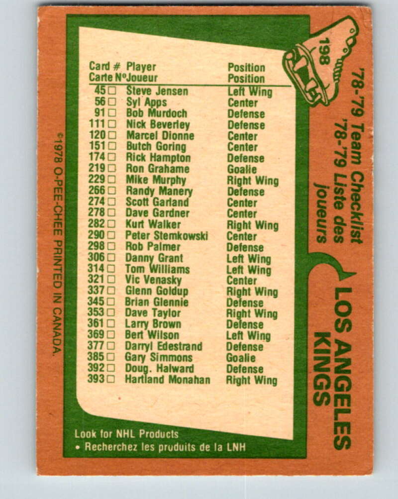 1978-79 O-Pee-Chee #198 Los Angeles Kings TC   V23685