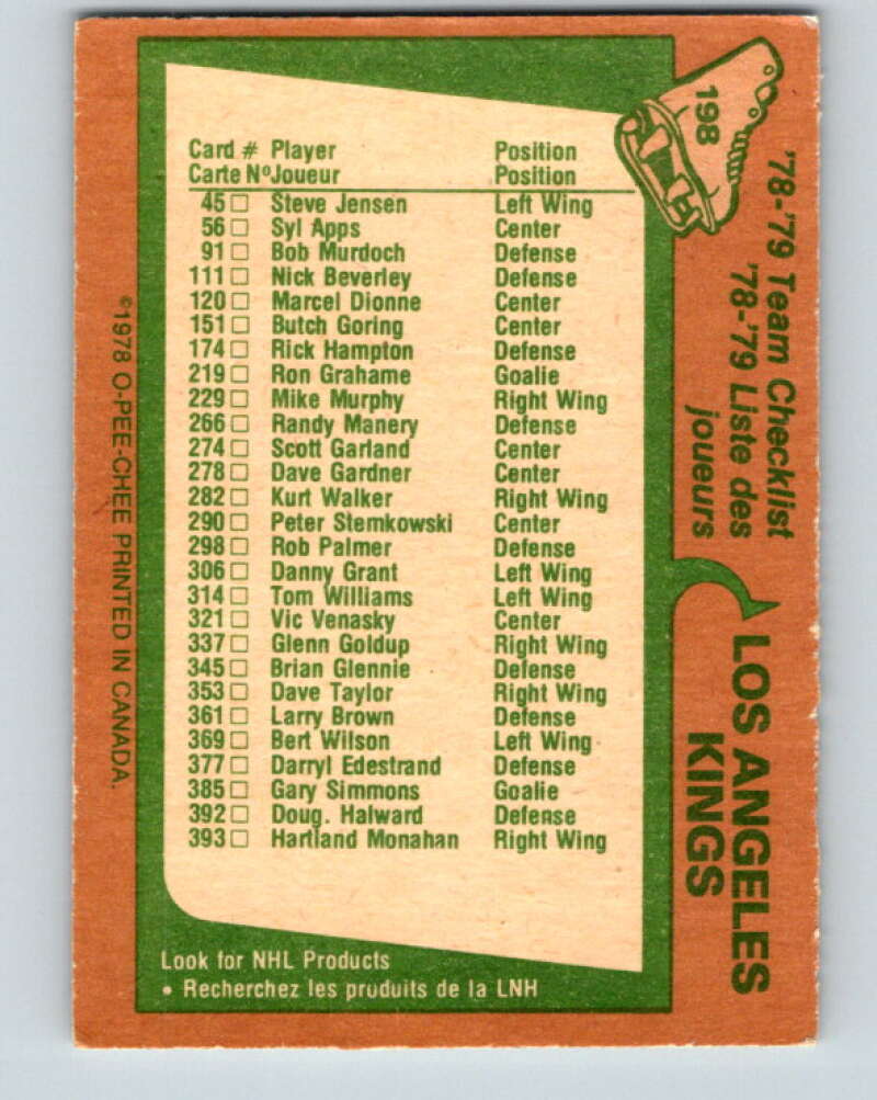 1978-79 O-Pee-Chee #198 Los Angeles Kings TC   V23687