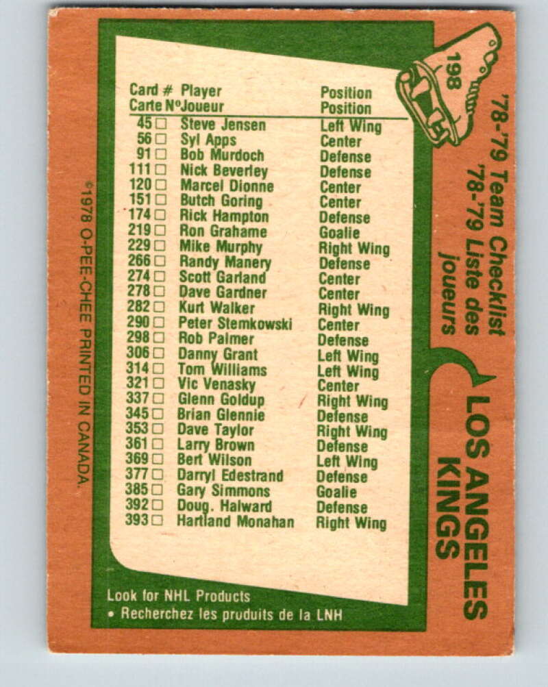 1978-79 O-Pee-Chee #198 Los Angeles Kings TC   V23688