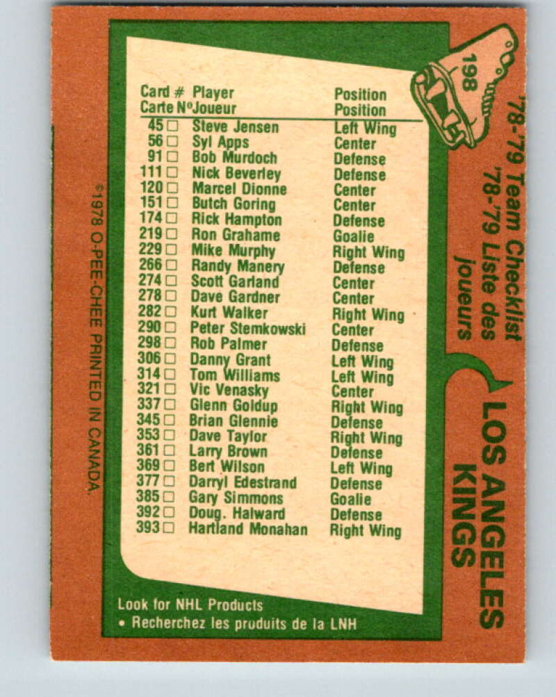 1978-79 O-Pee-Chee #198 Los Angeles Kings TC   V23694