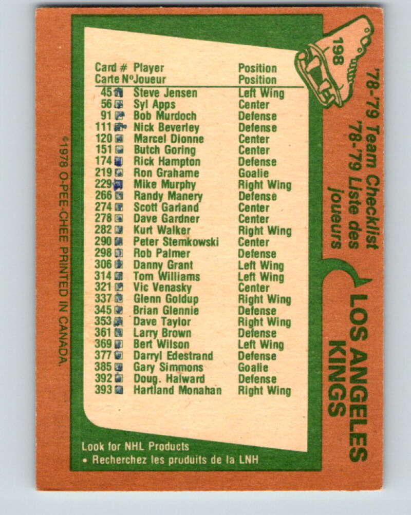 1978-79 O-Pee-Chee #198 Los Angeles Kings TC   V23695