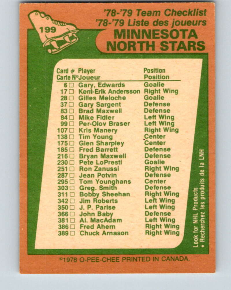 1978-79 O-Pee-Chee #199 Minnesota North Stars TC   V23698