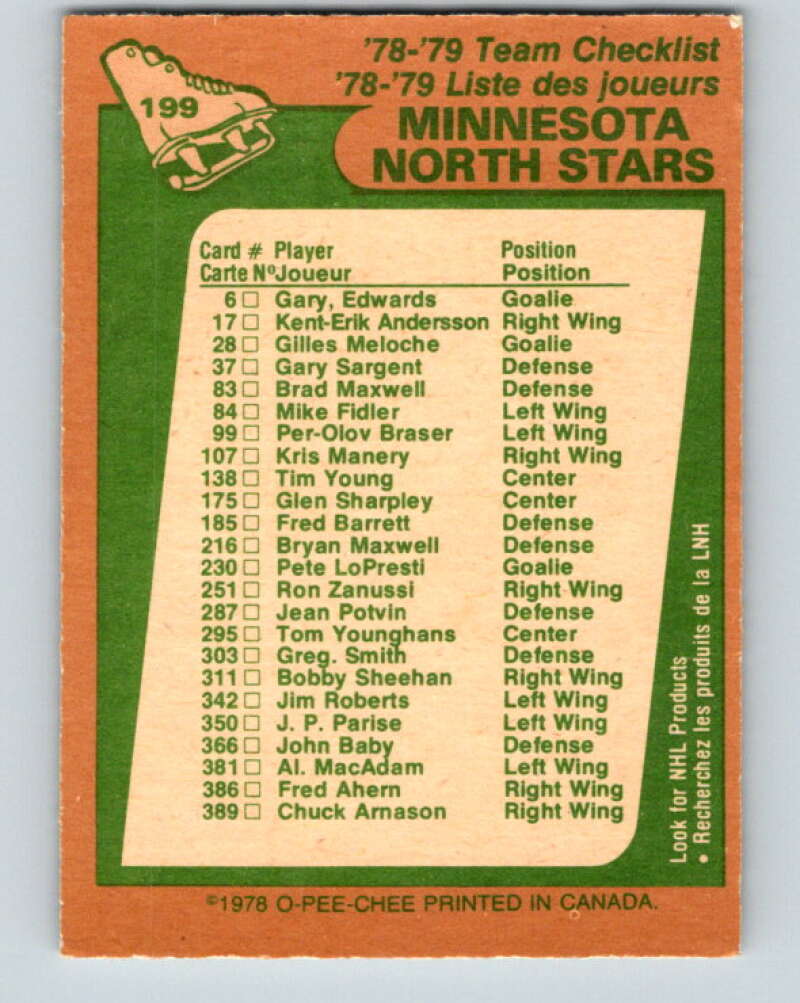 1978-79 O-Pee-Chee #199 Minnesota North Stars TC   V23701