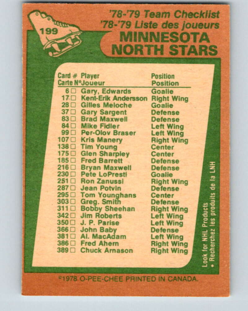 1978-79 O-Pee-Chee #199 Minnesota North Stars TC   V23705