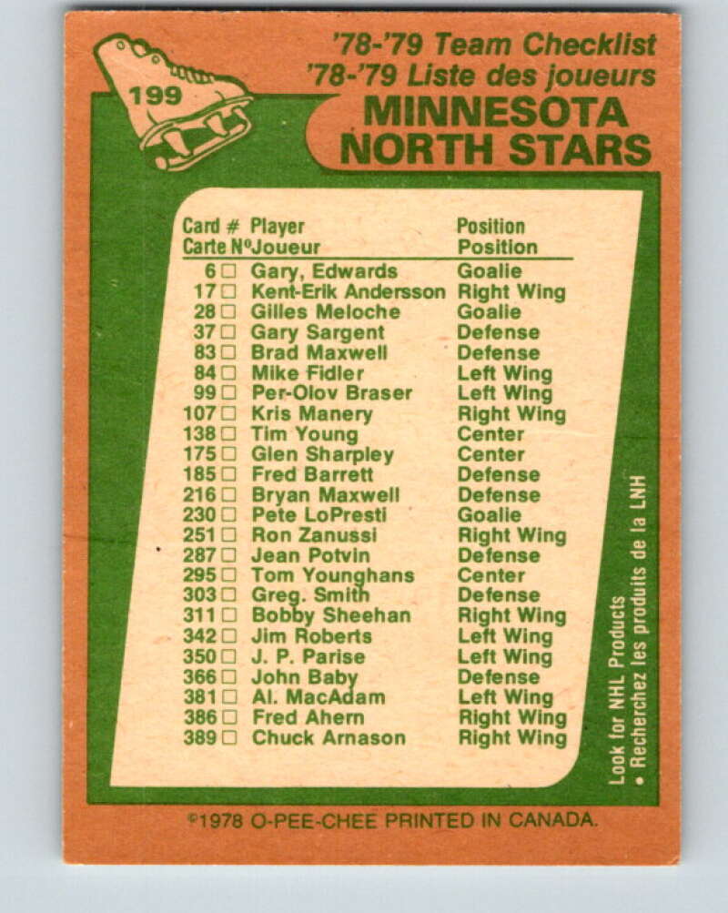 1978-79 O-Pee-Chee #199 Minnesota North Stars TC   V23708