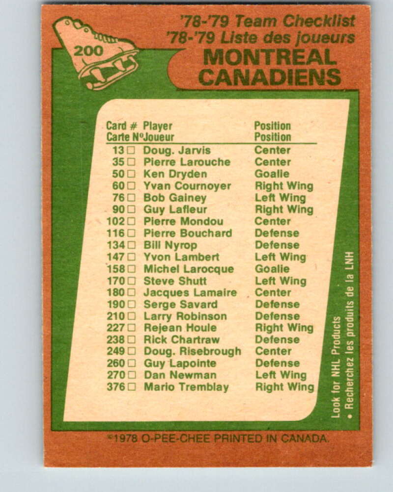 1978-79 O-Pee-Chee #200 Montreal Canadiens TC   V23714